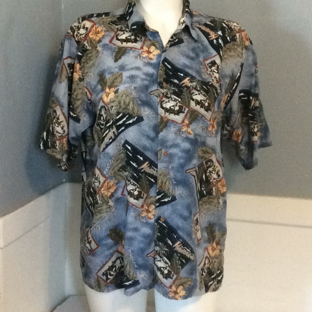 Hana Bay Mens Hawaiian Hawaii Print Shirt Sz XL